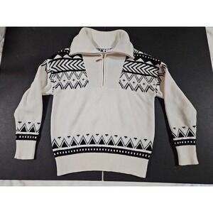 Womens Size Small Sweater‎ White And Black Zipper
